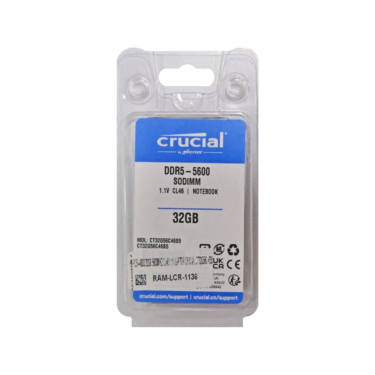 Memoria RAM DDR5 32GB 5600MHz para Portátil Crucial CT32G56C46S5 - vista 4