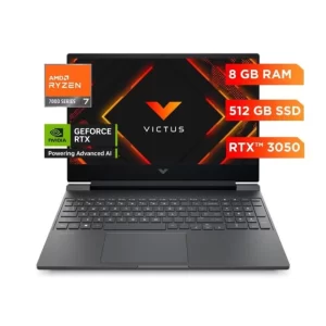 Portátil Gamer HP Victus 15 Ryzen 7 7445HS RTX 3050 6GB 8GB 512GB SSD 15,6" FHD 144Hz